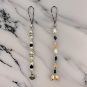 JOYENZA FASHIONS Combo Pack – Butterfly and Shell Pendant Straps with Pearls Phones charms, Backpacks, Keychains, Lanyards, Necklaces, and Bracelets